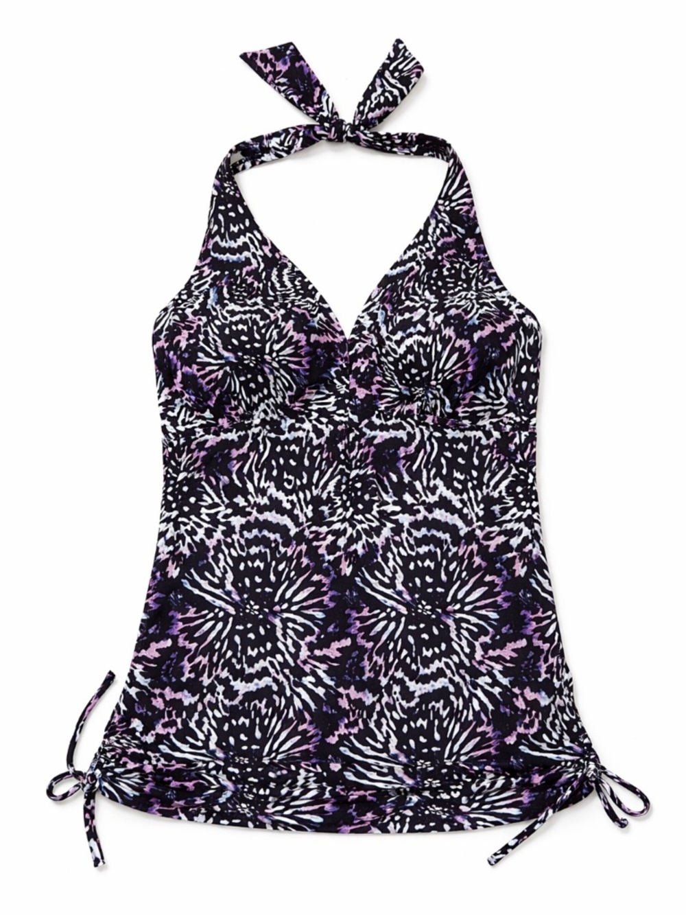 4/$20➡️ Black Purple & Blue Tie-Dye Halter Tankini Top – Size Small EUC